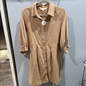 ODDY Women's Long Sleeve Brown Dress